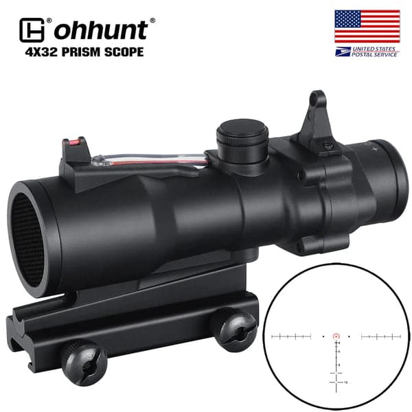 ohhunt 4X32 Prism Scope Red Optic Fiber Sight